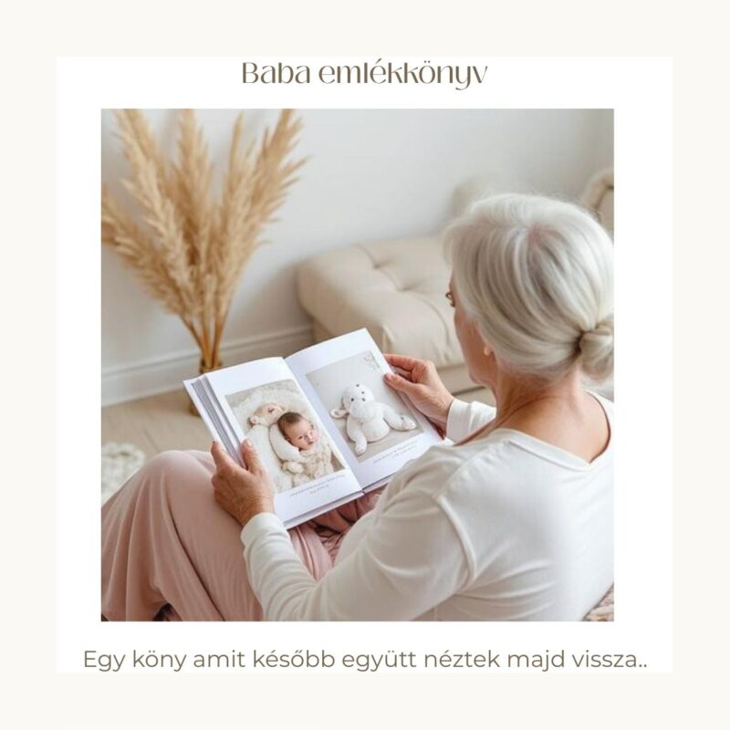 Grafikai tervezés -Baba emlékkönyv, mely bemutatja a várandóság az újszülött és az első egy év történéseit.